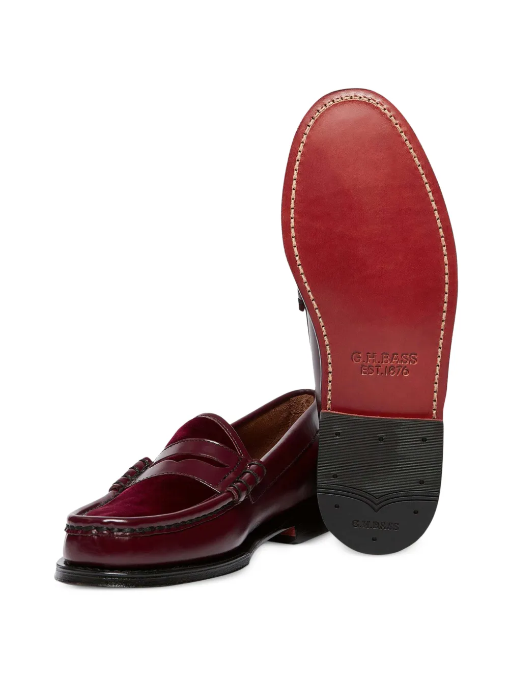 G.H.Bass Weejuns Larson velvet-panel loafers Rood