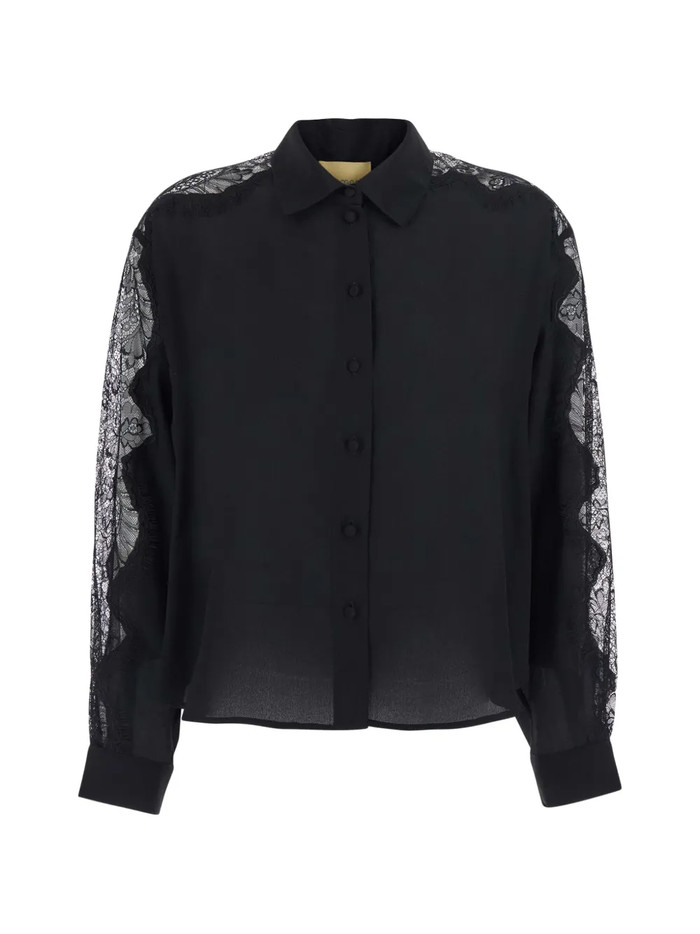 MOMONÌ Vetra Bis lace-panelled silk shirt - Black