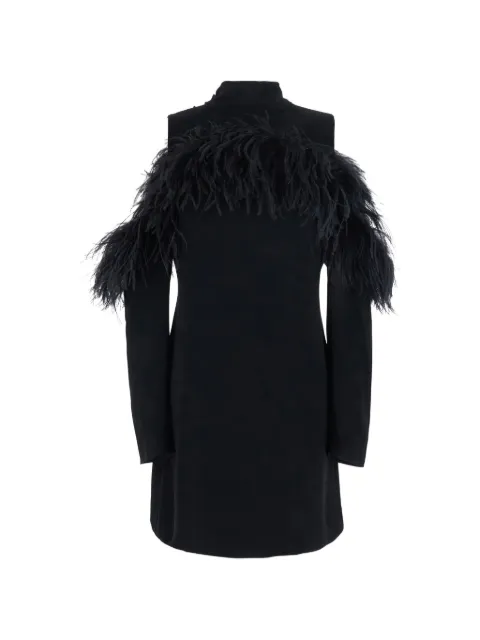 P.A.R.O.S.H. feather-trim cold-shoulder mini dress