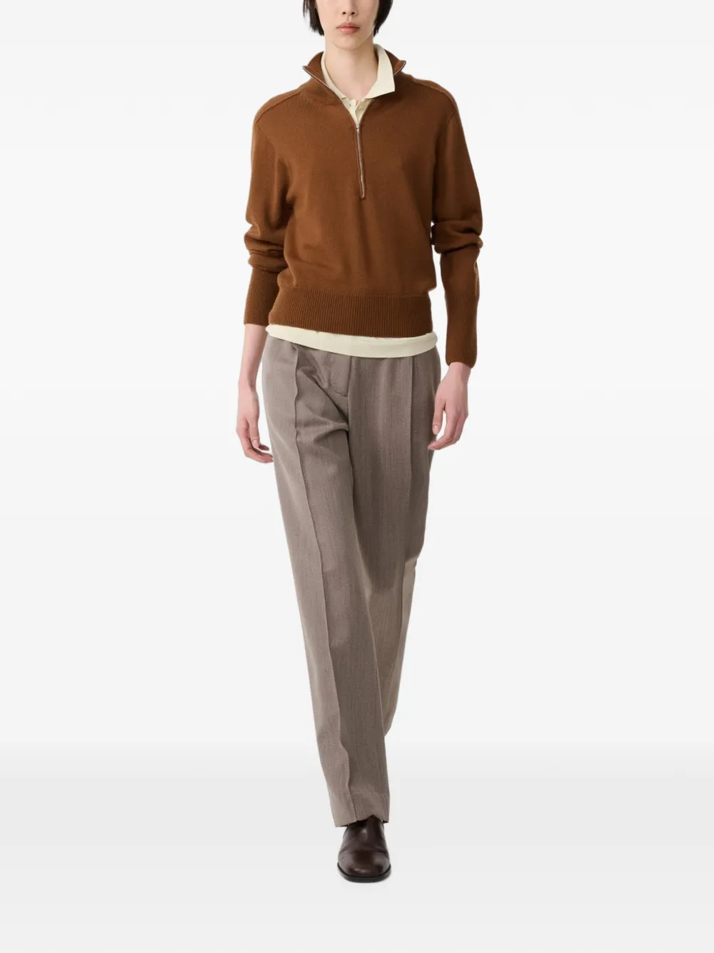 Studio Nicholson Maren Half-zip Sweater in Brown, view 2