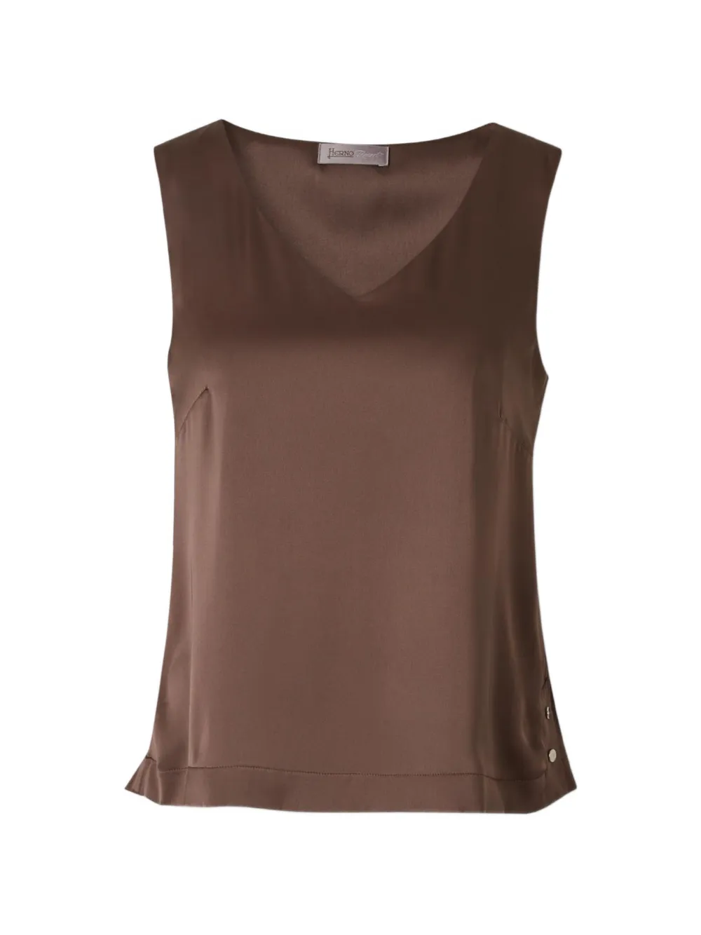 Herno satin-finish V-neck blouse - Marrone
