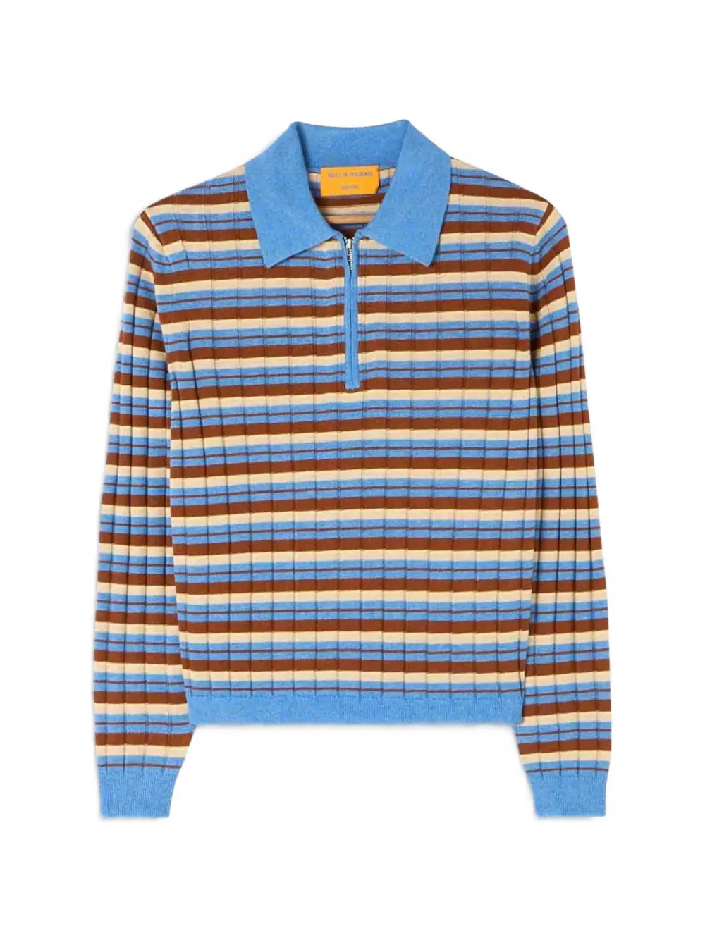 Guest In Residence striped zip-up polo top - Blu