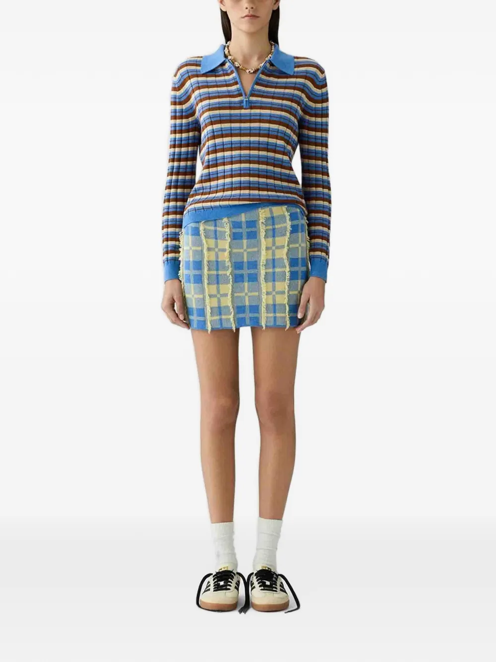 Guest In Residence Gestreepte polotop met rits Blauw