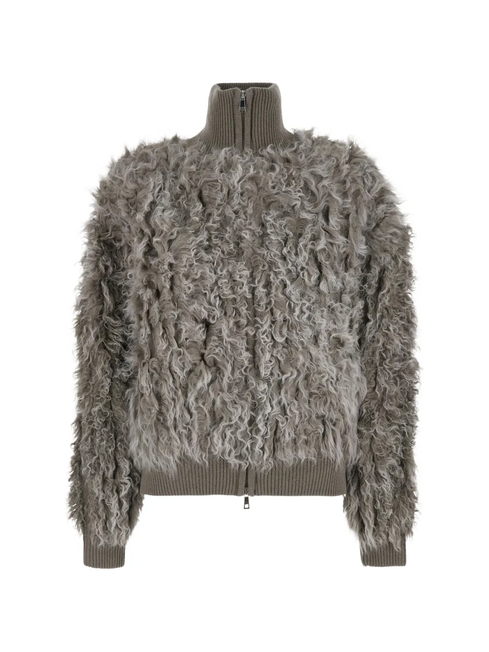P.a.r.o.s.h Curly-knit Zip-up Jacket In 뉴트럴