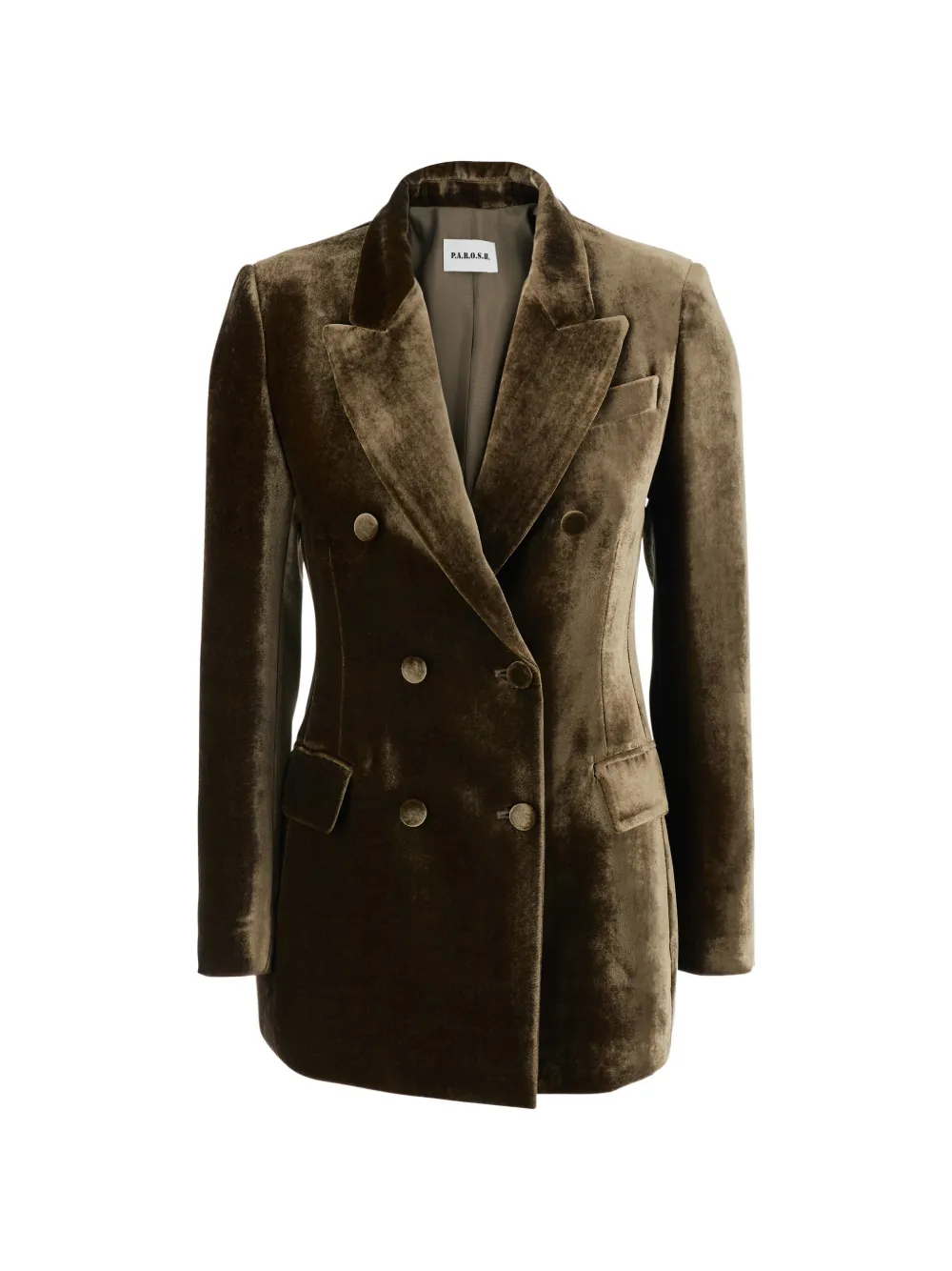 P.A.R.O.S.H. velvet-textured double-breasted blazer - Braun