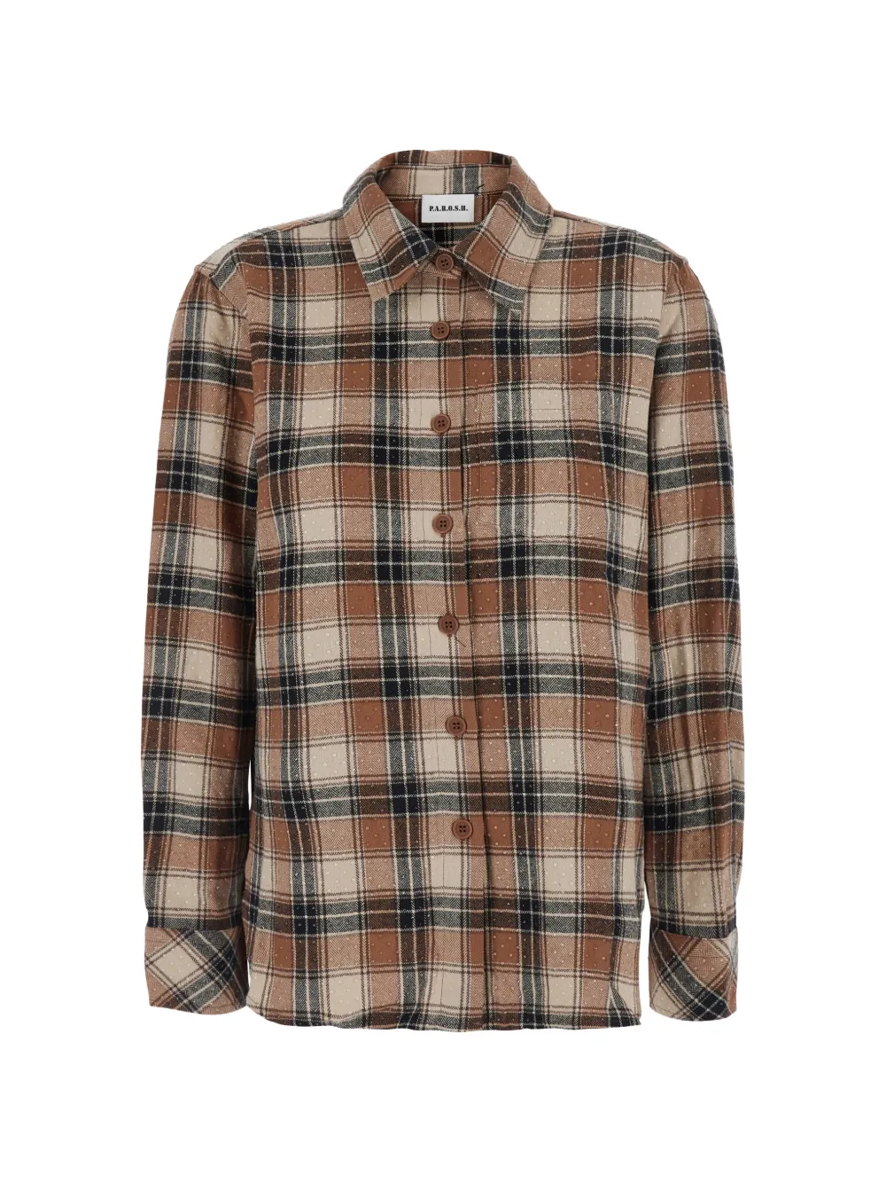 P.A.R.O.S.H. checked sequin-embellished shirt - Braun