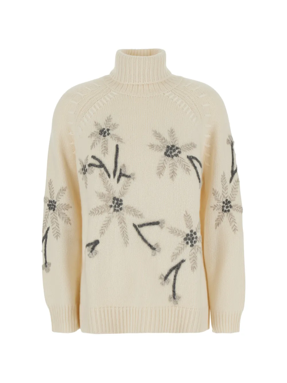P.A.R.O.S.H. floral-embroidered roll-neck sweater - Nude