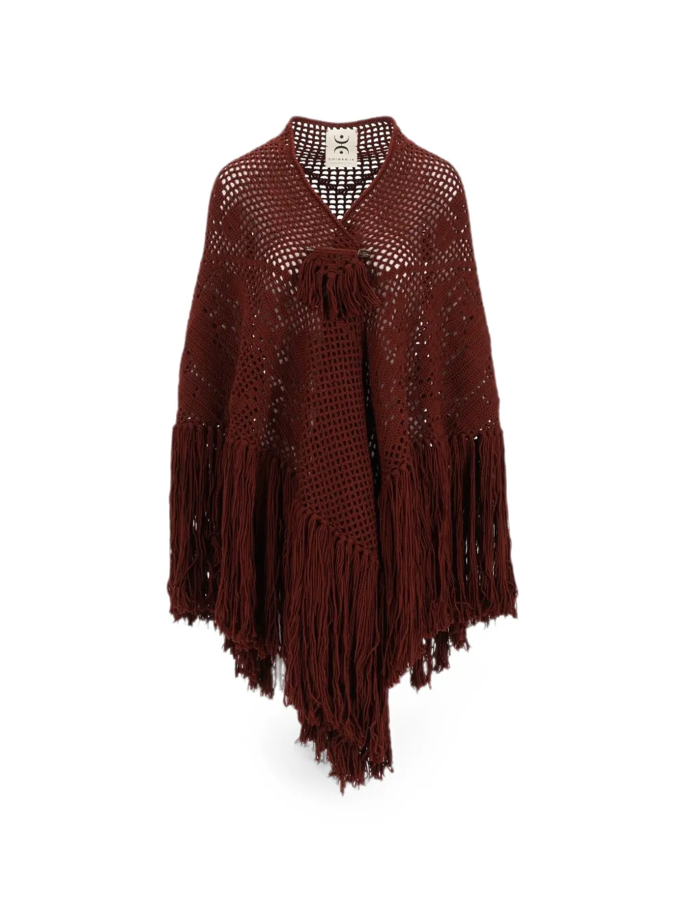 Chiara Is Peonia fringed wool shawl - Braun