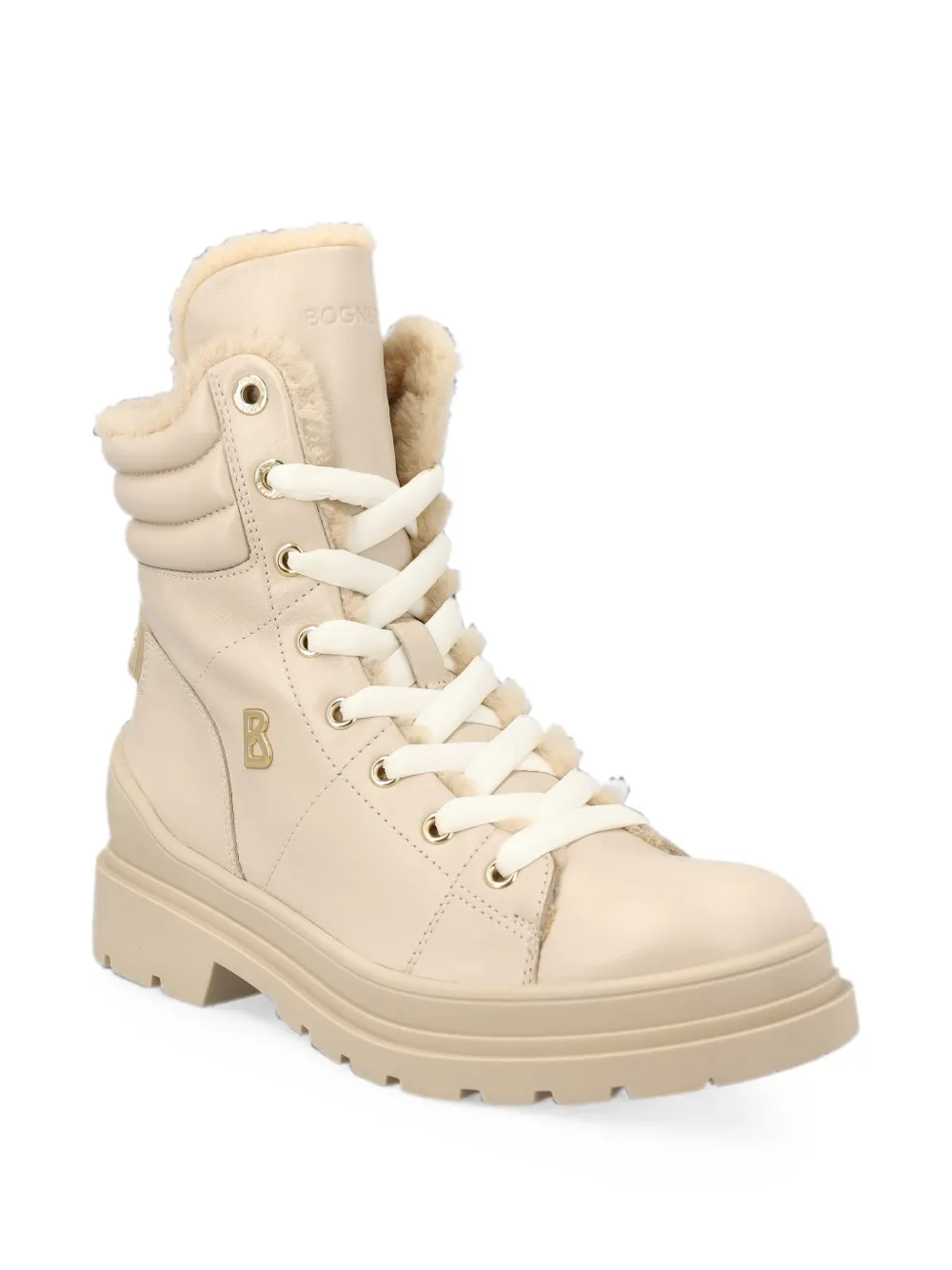 BOGNER Leren enkellaarzen Beige