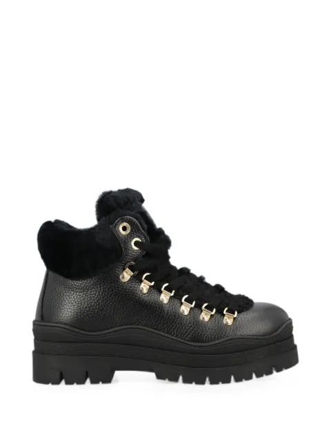 BOGNER lace-up shearling-trim ankle boots