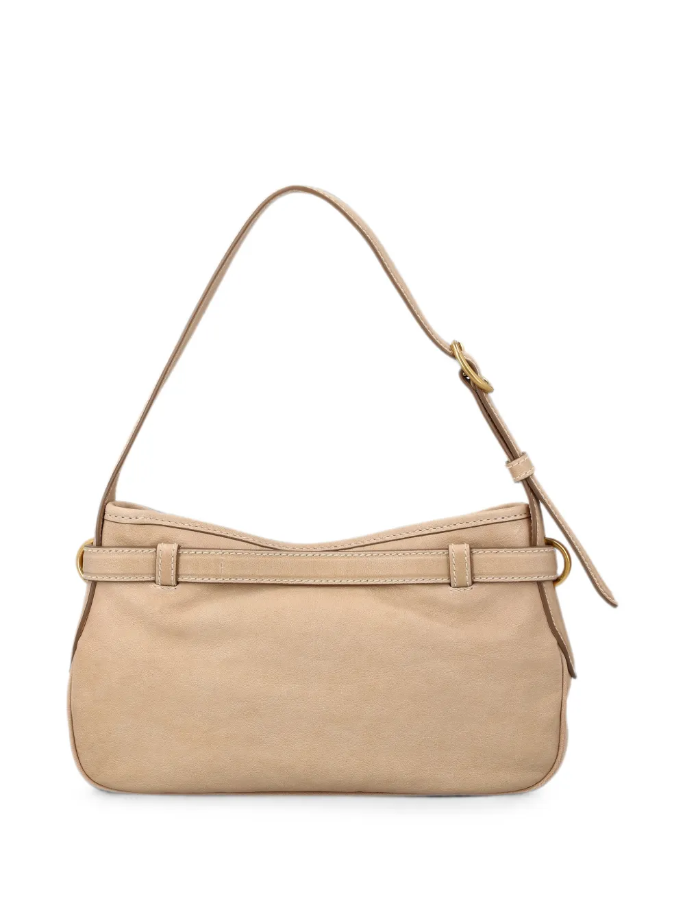 Miu Schoudertas met gesp en logo-reliëf Beige