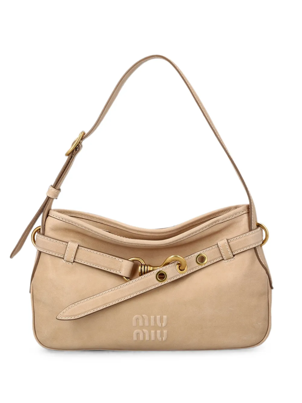 Miu Miu Borsa a spalla con logo goffrato - Toni neutri