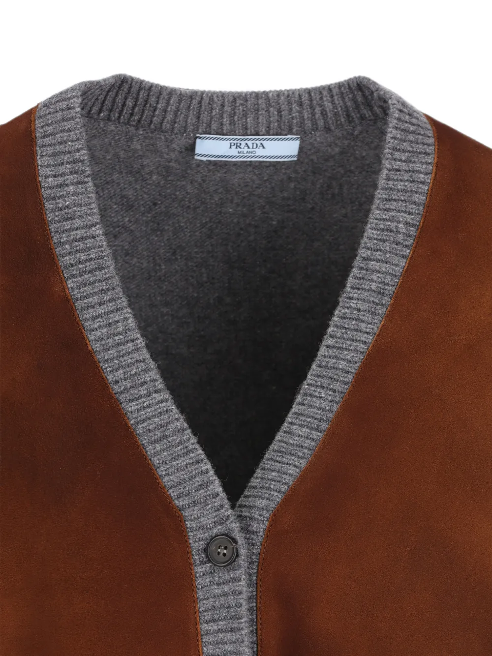 Prada Vest van scheerwol met suède vlakken Grijs