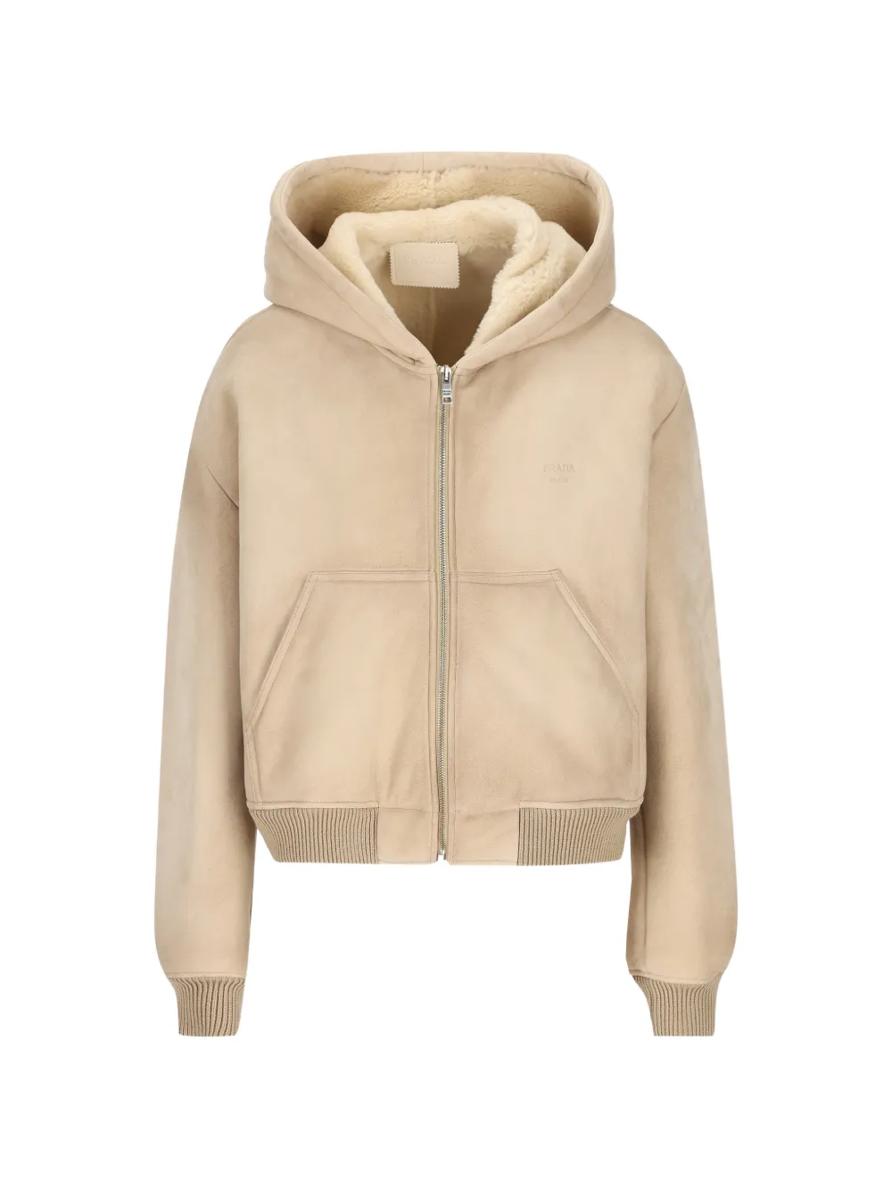 Prada shearling-lined hooded jacket - Nude