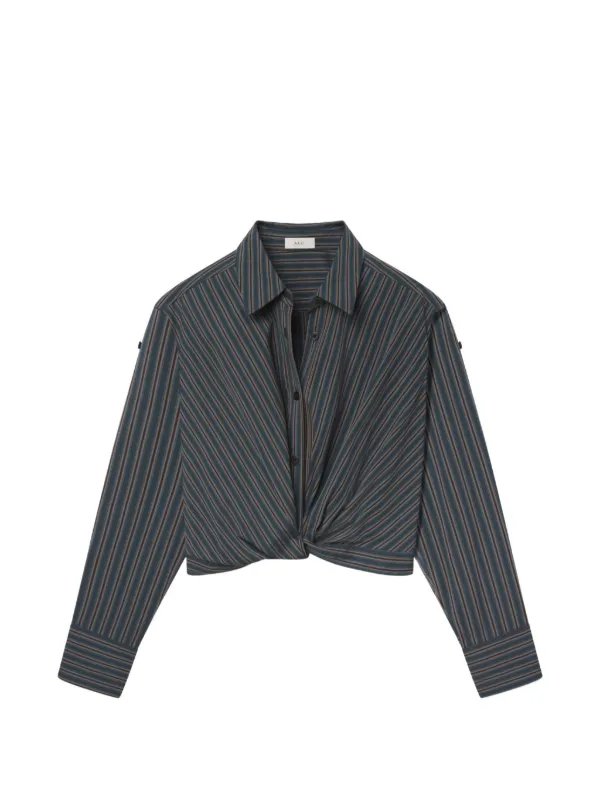 A.L.C. Leo Striped Twist-front Shirt in Blue