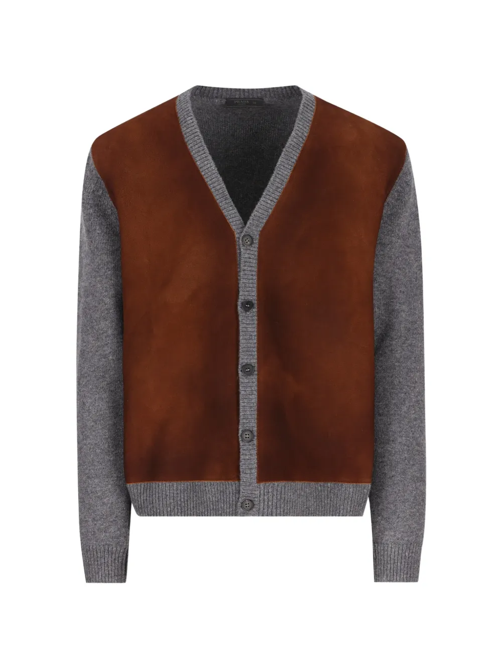 Prada suede-panelled wool cardigan - Grigio