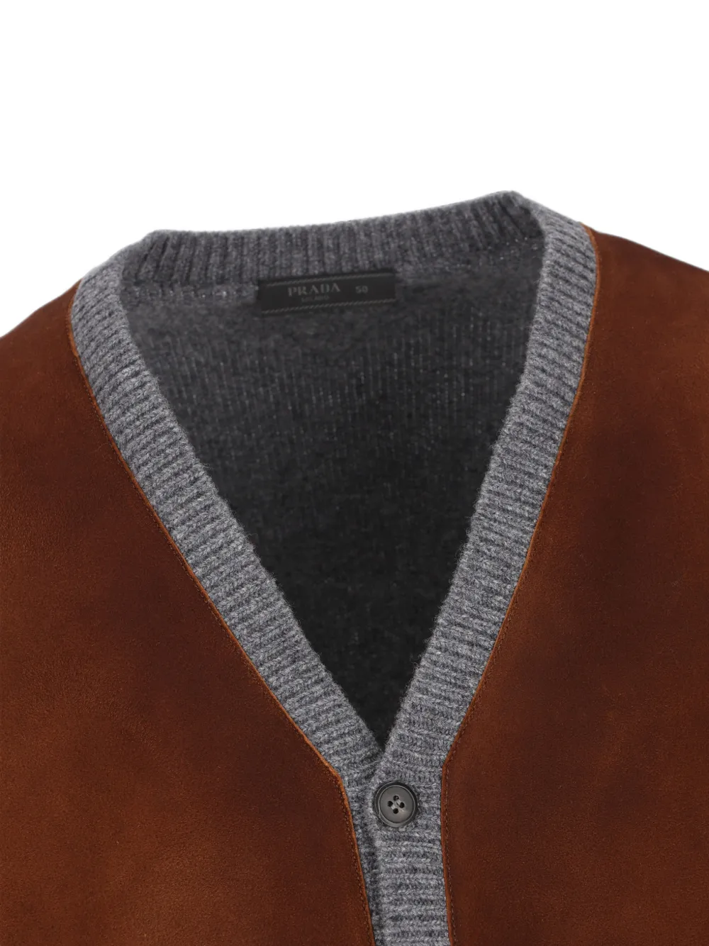 Prada suede-panelled wool cardigan Grijs