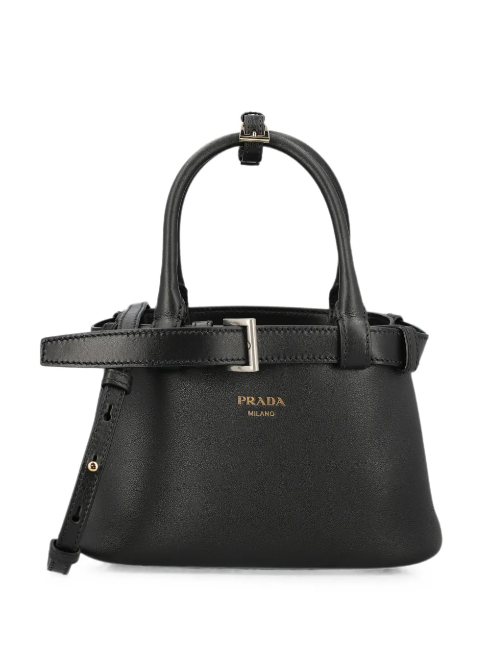 Prada buckle small leather bag with belt - Nero