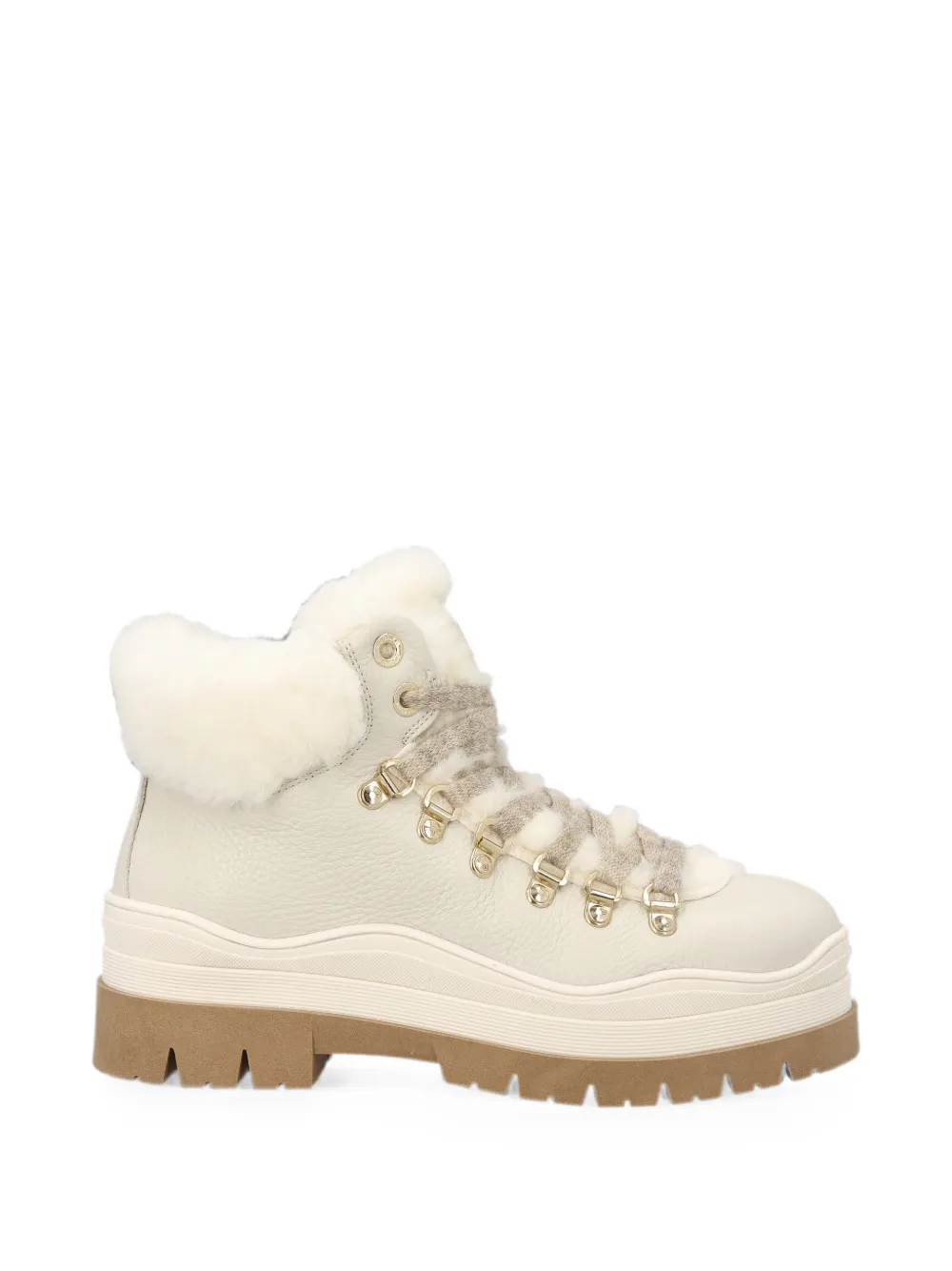 BOGNER Arosa 4 B shearling-trim lace-up ankle boots - Nude