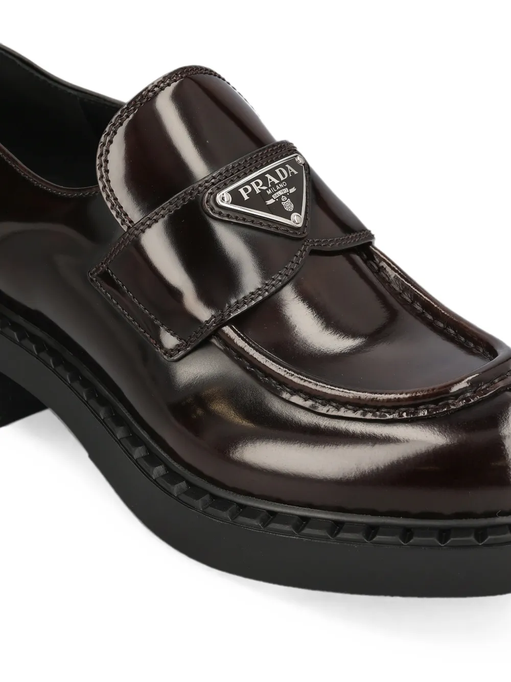 Prada chocolate brushed-leather loafers Bruin