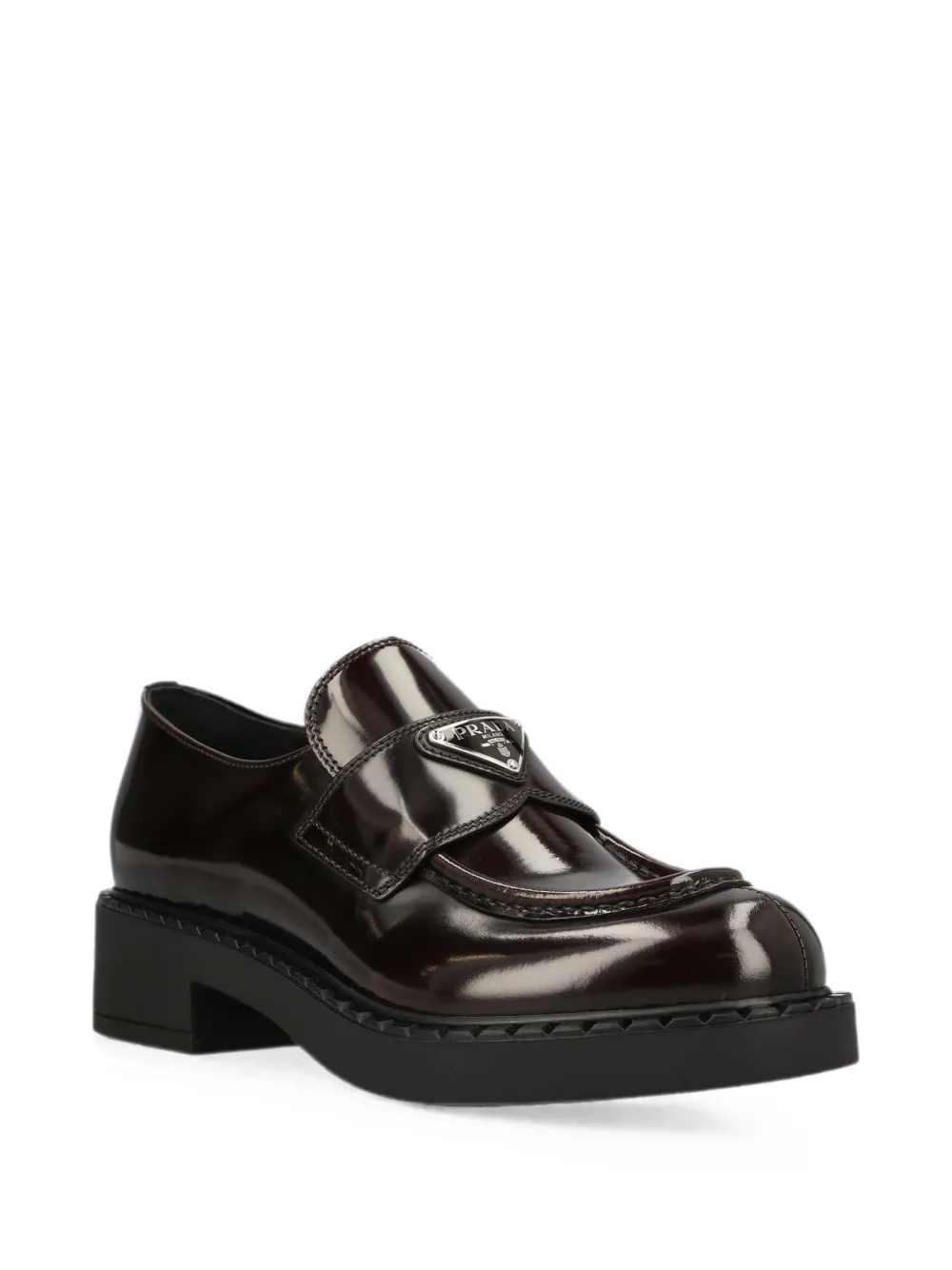 Prada chocolate brushed-leather loafers Bruin