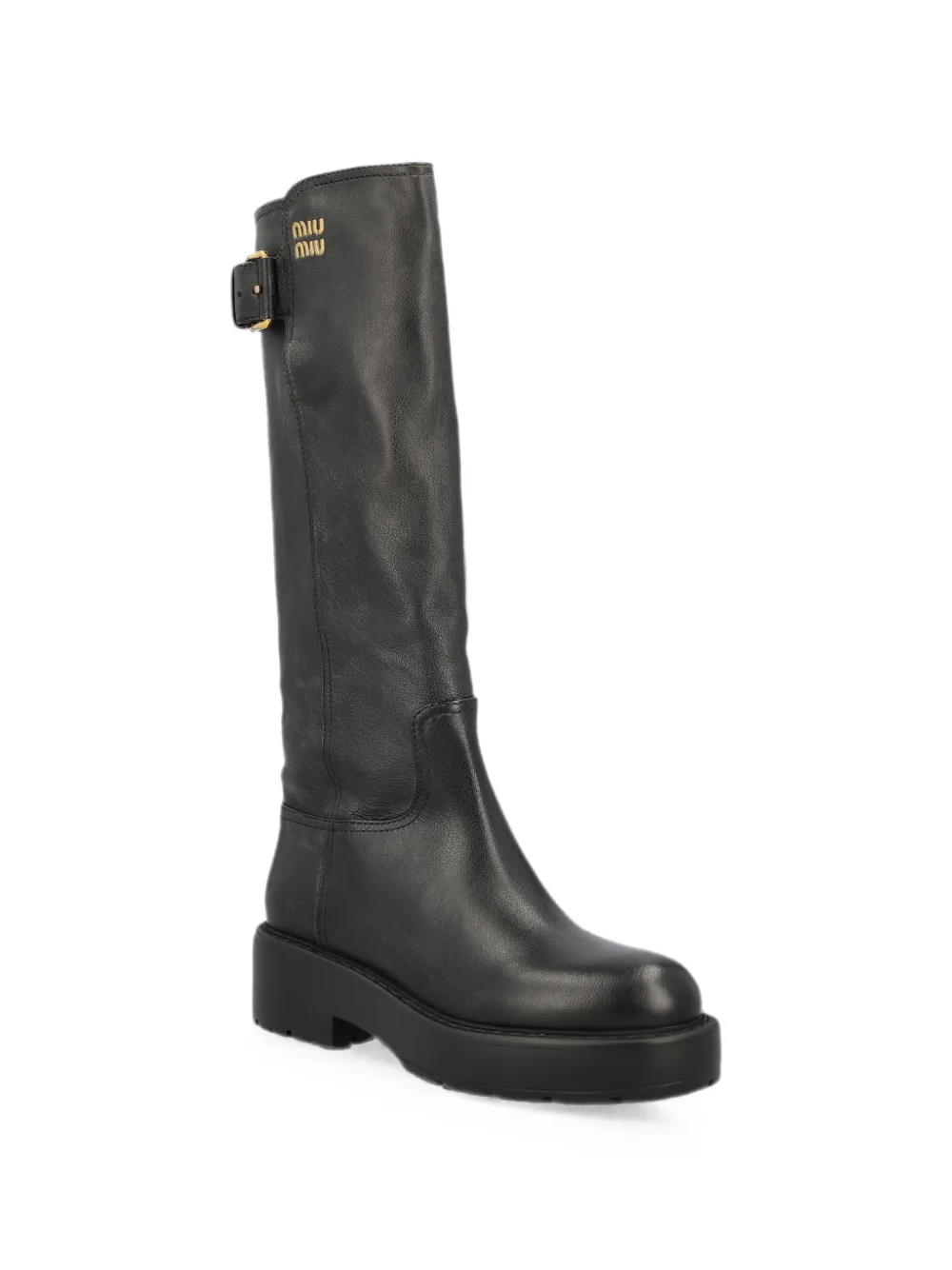 Miu leather boots Zwart