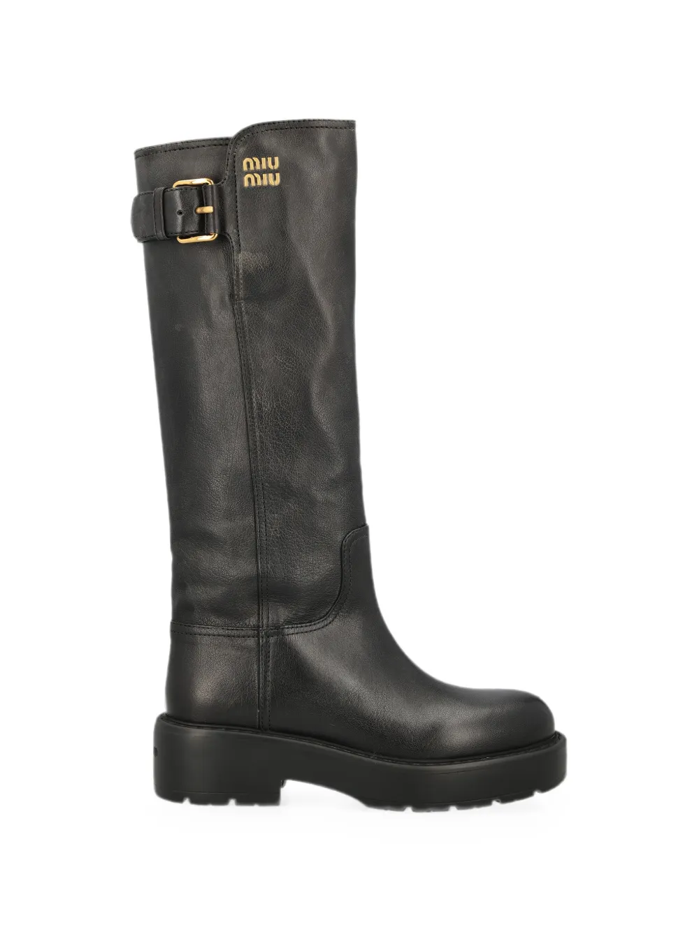 Miu leather boots Zwart