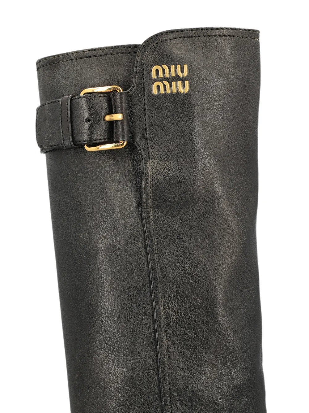 Miu leather boots Zwart