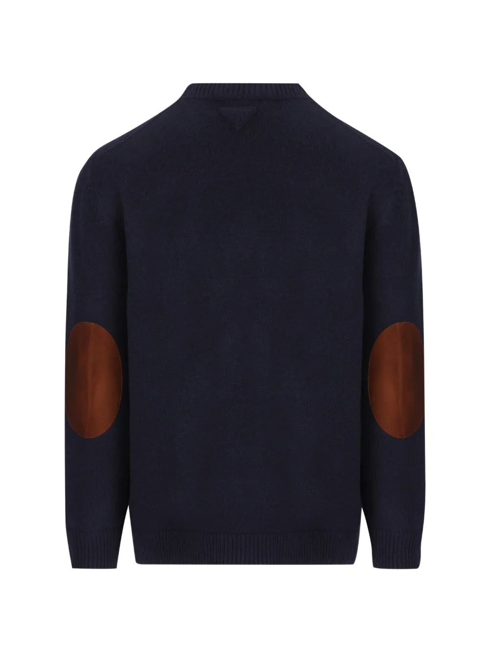 Prada Trui met leren patch en ronde hals Blauw