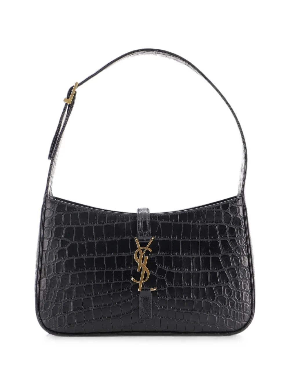 Saint Laurent Pre-Owned Le 5 a 7 Crocodile Embossed Leather Small hobo bag - Nero