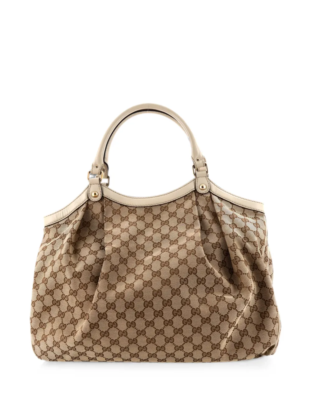 Pre-owned Gucci Sukey Gg Canvas With Leather Large Tote Bag In Brown