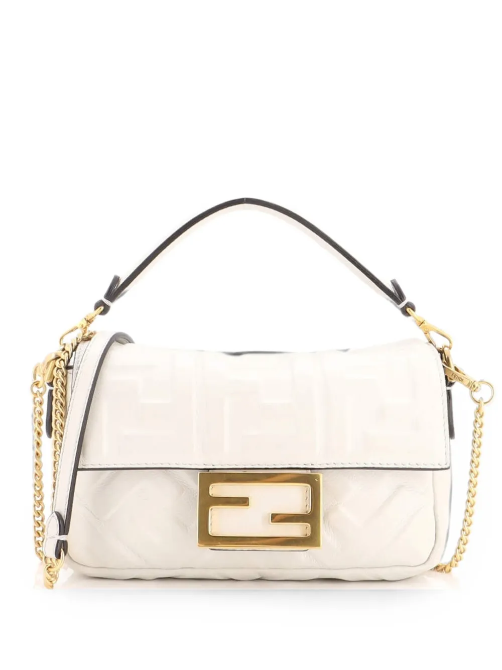 Fendi Pre-Owned Baguette NM Bag Zucca Embossed Leather Mini crossbody bag - Weiß