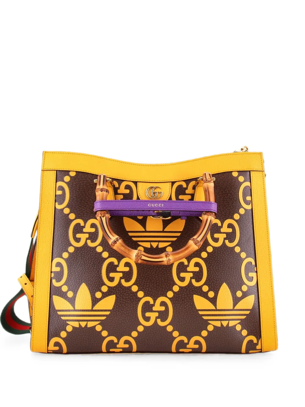 Gucci Pre-Owned x adidas Diana NM Bamboo Handle Jumbo GG Embossed Leather Medium tote bag - Gelb