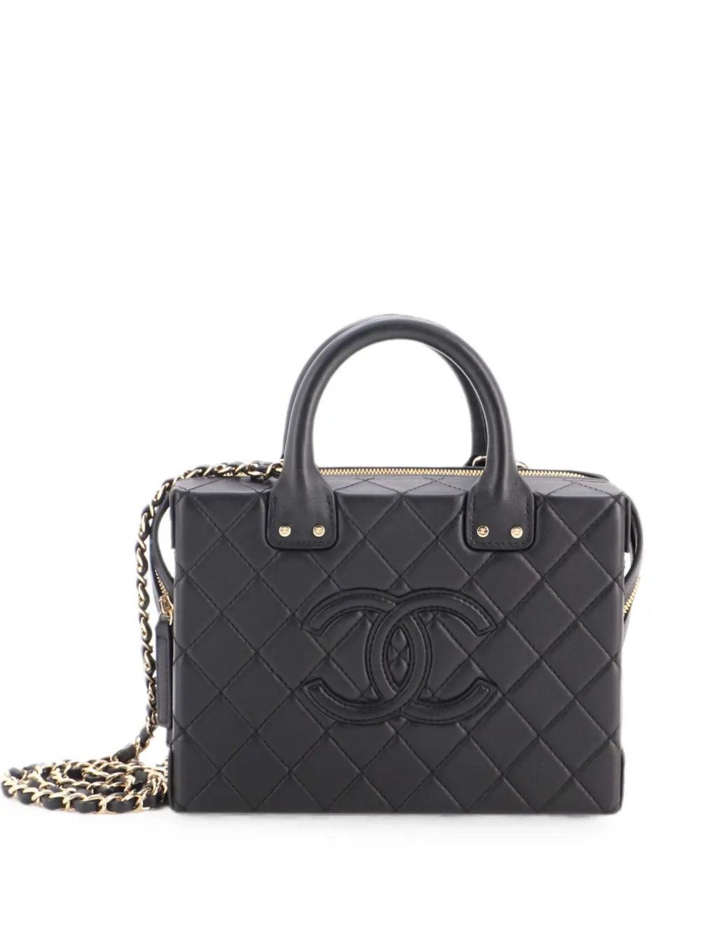 CHANEL Pre-Owned CC Square Convertible Vanity Case Quilted Calfskin Medium crossbody bag - Schwarz