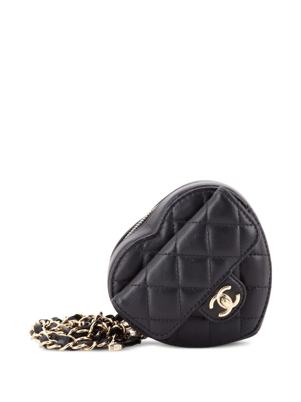 CHANEL Pre-Owned CC in Love Heart Quilted Lambskin belt bag - Nero