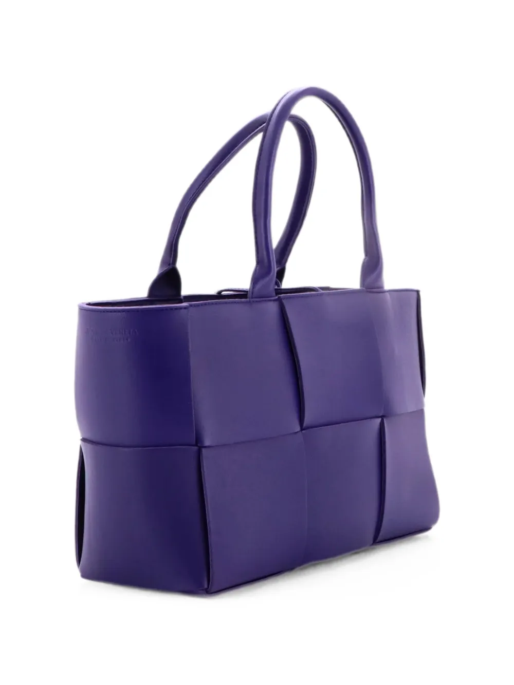 Pre-owned Bottega Veneta Arco Maxi Intrecciato Leather Small Tote Bag In Purple