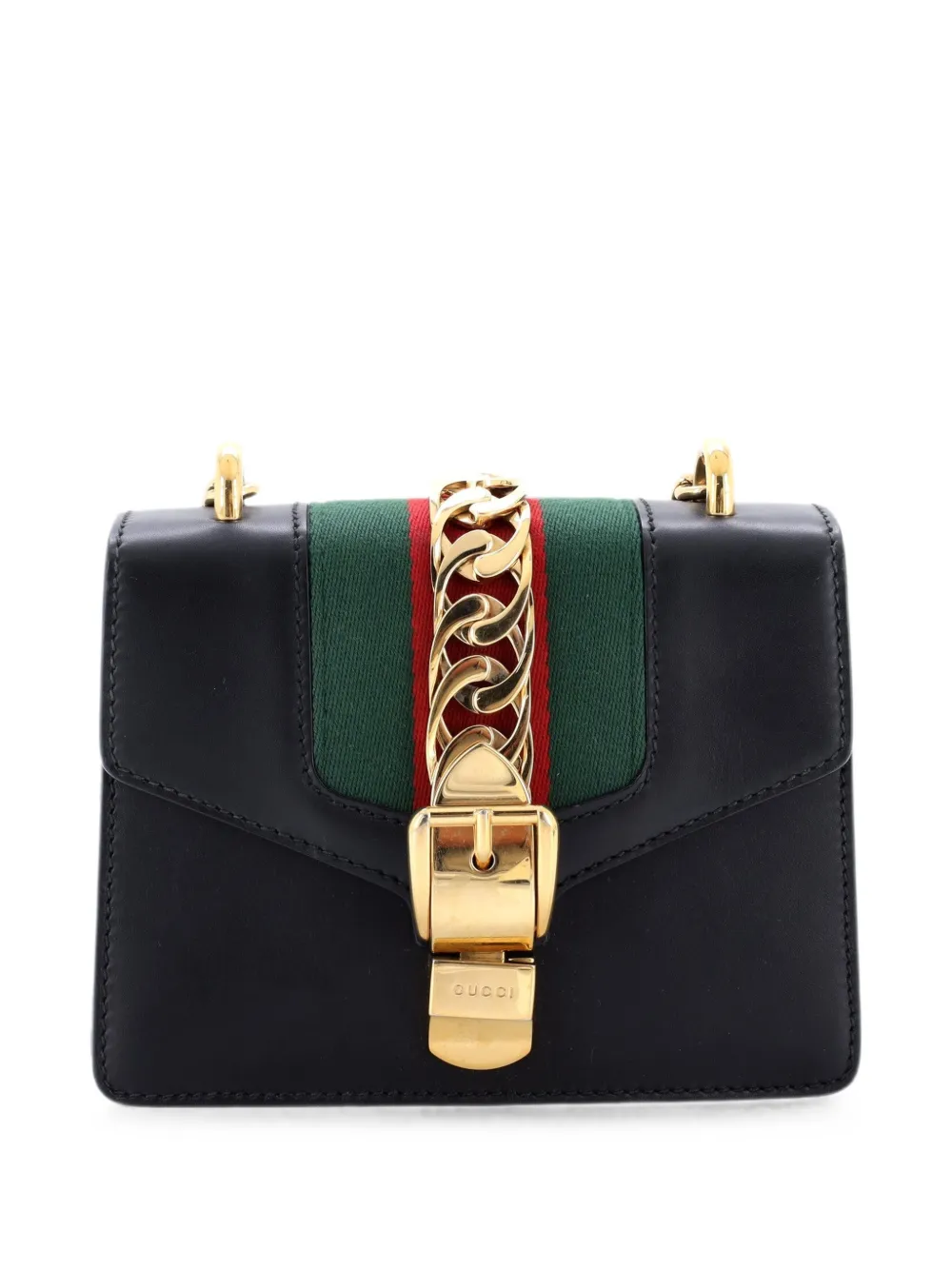 Gucci Pre-Owned Sylvie Chain Shoulder Bag Leather Mini crossbody bag - Schwarz
