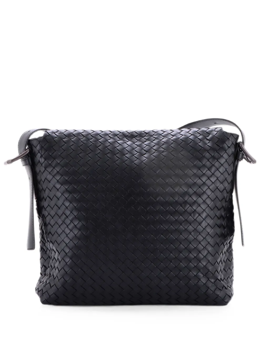 Bottega Veneta Pre-Owned Square Flap Messenger Bag Intrecciato Nappa Medium crossbody bag - Schwarz