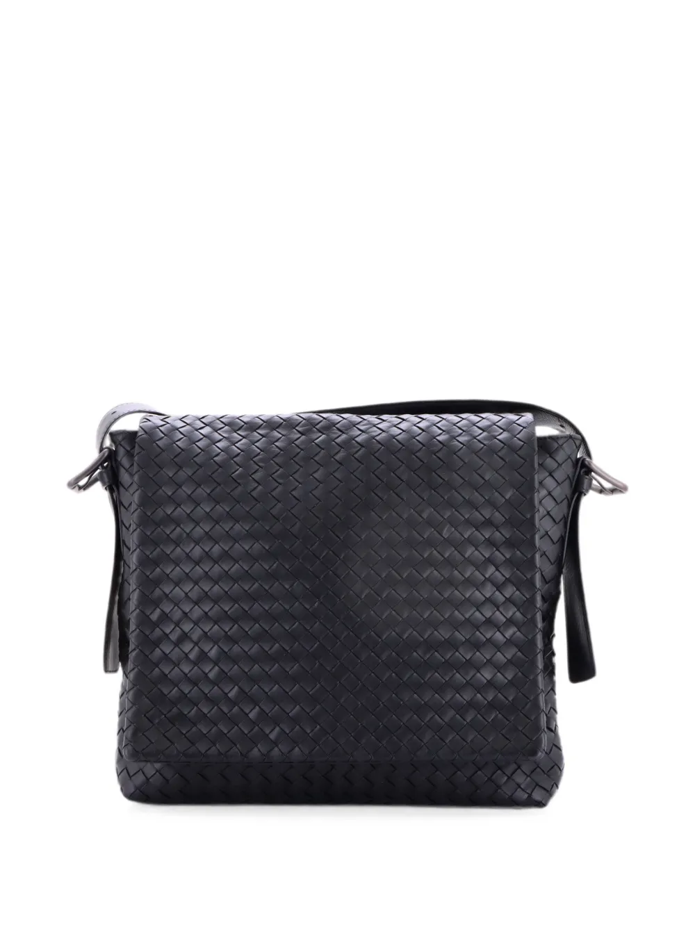 Bottega Veneta Pre-Owned Square Flap Messenger Bag Intrecciato Nappa Medium crossbody bag - Nero