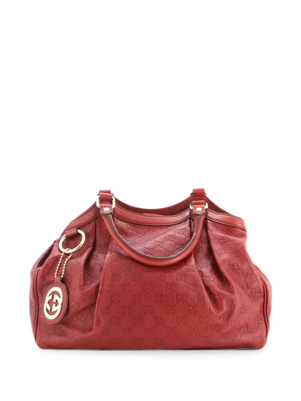 Pre-owned Gucci Sukey Ssima Leather Medium Tote Bag In Red