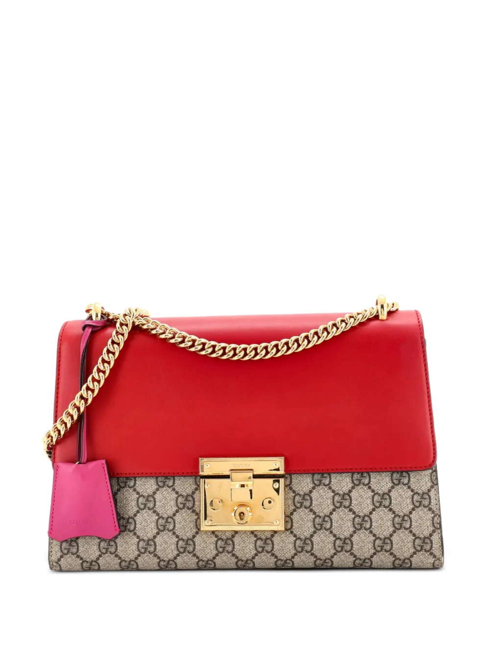 Gucci Pre-Owned Padlock GG Coated Canvas and Leather Medium shoulder bag - Rosso