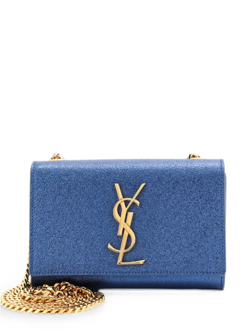 Saint Laurent Pre-Owned Classic Monogram Glitter Leather Small crossbody bag - Blu