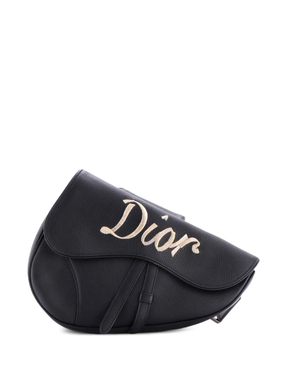 Christian Dior Pre-Owned Saddle Logo Embroidered Leather crossbody bag - Schwarz