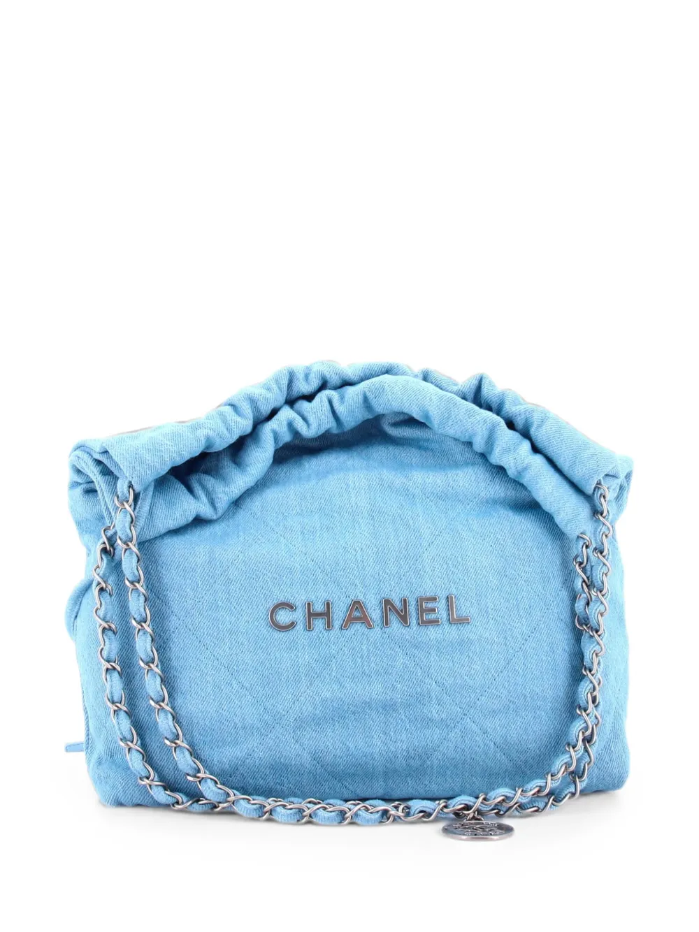 CHANEL Pre-Owned 22 Chain Quilted Denim Small hobo bag - Blau