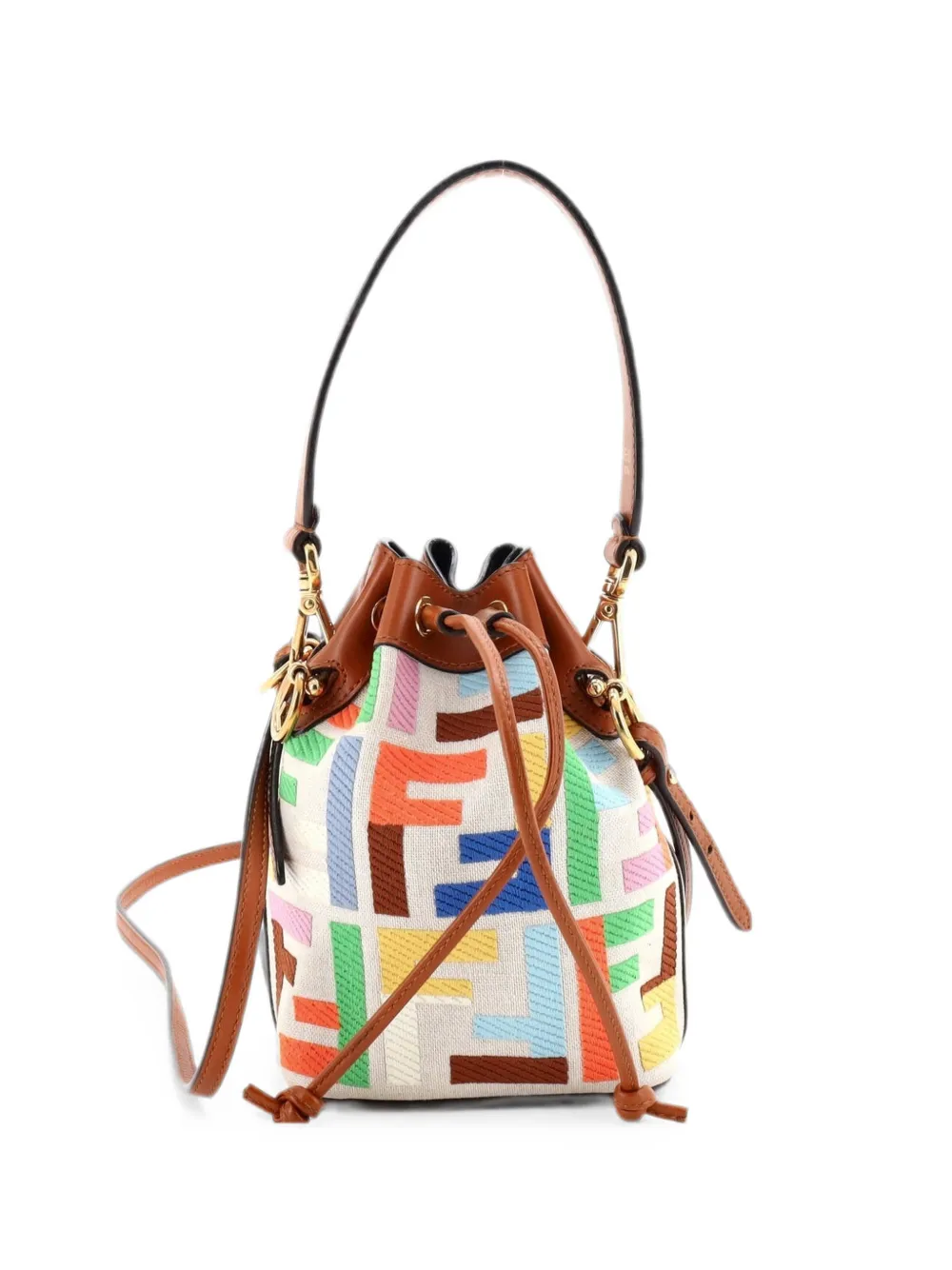 Fendi Pre-Owned Mon Tresor Zucca Embroidered Canvas Mini bucket bag - Mehrfarbig