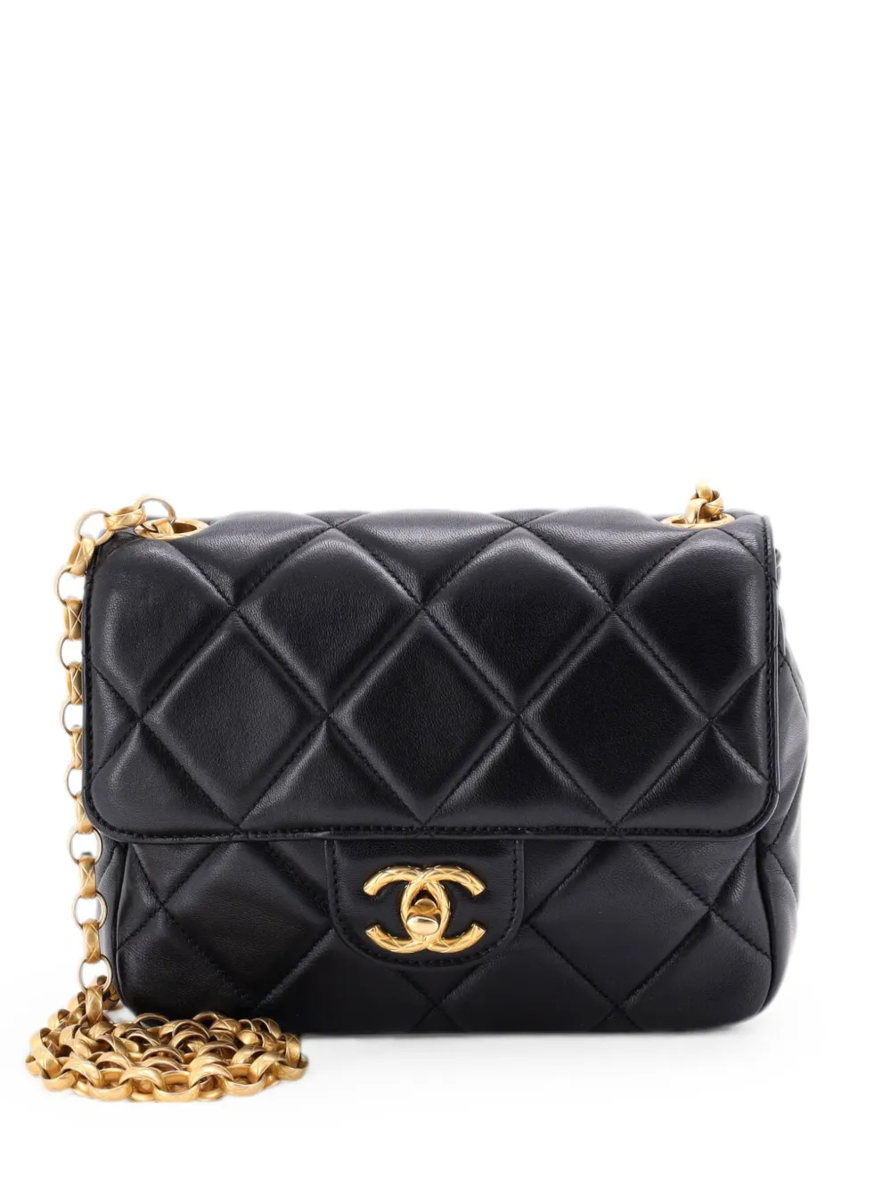 CHANEL Pre-Owned Medallion Chain Flap Bag Quilted Lambskin shoulder bag - Schwarz