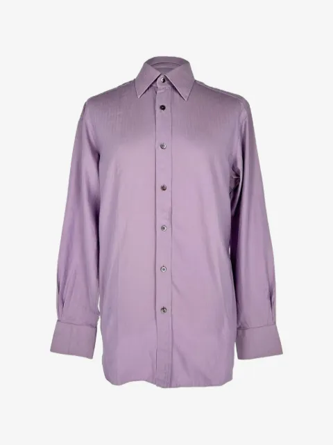 Tom Ford Pre-Owned camisa con motivo de espiga y botones