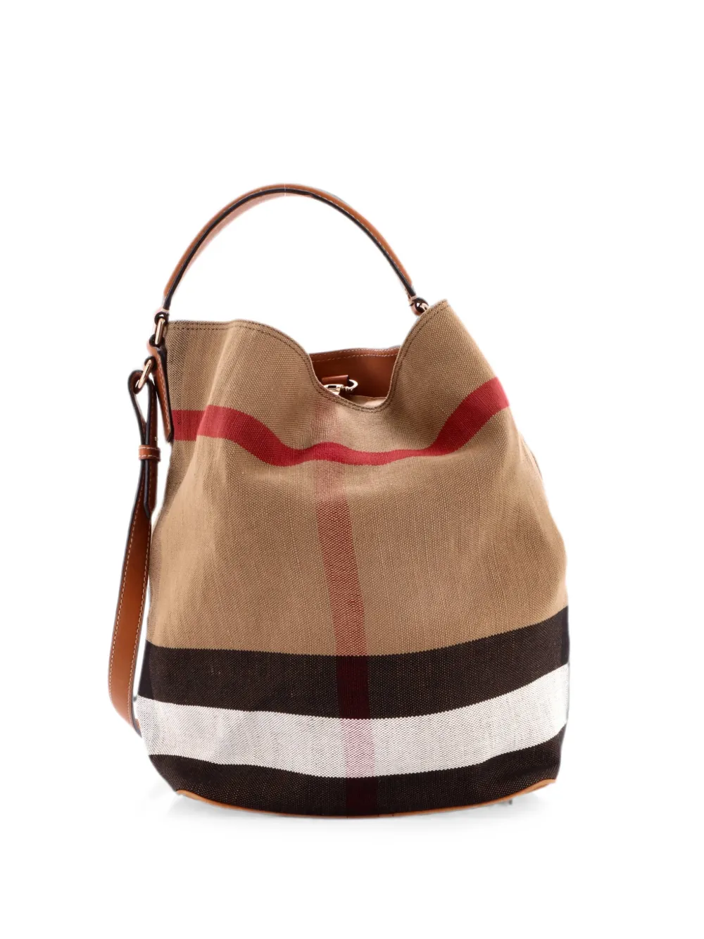 Burberry Pre-Owned Ashby Bag House Check Canvas Medium bucket bag - Braun