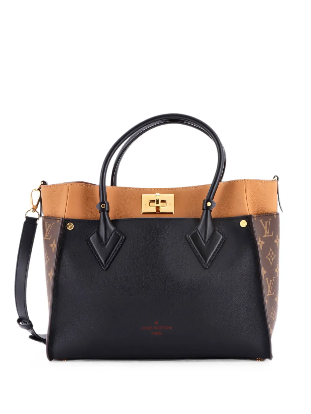 Louis Vuitton Pre-Owned On My Side Leather with Monogram Canvas MM tote bag - Schwarz
