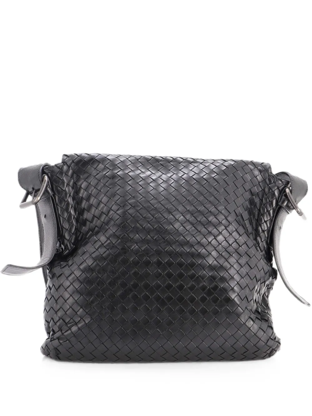 Bottega Veneta Pre-Owned Square Flap Messenger Bag Intrecciato Nappa Medium crossbody bag - Schwarz